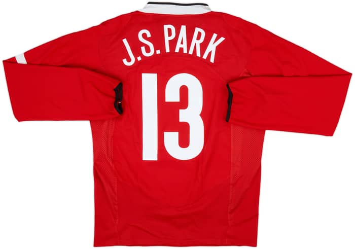 2004-06 Manchester United Home L/S Shirt J.S.Park #13 - 7/10 - (M)
