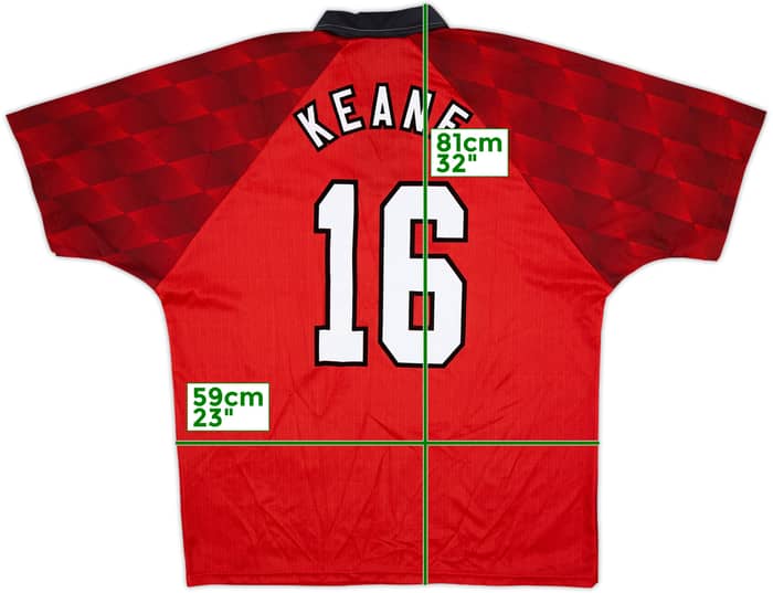 1996-98 Manchester United Home Shirt Keane #16 - 9/10 - (XL)