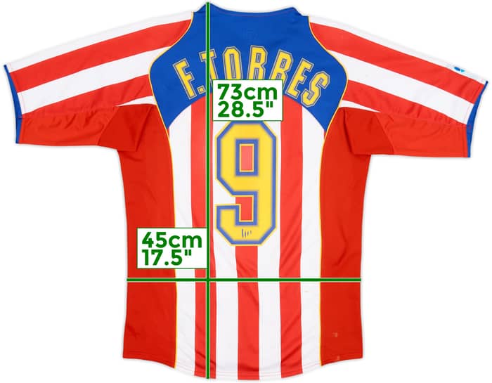 2004-05 Atletico Madrid Home Shirt Torres #9 - 6/10 - (S)