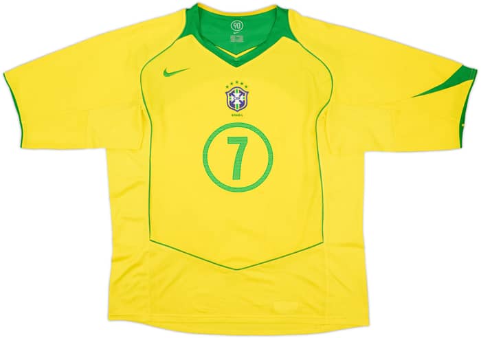 2004-06 Brazil Home Shirt Adriano #7 - 8/10 - (XL)