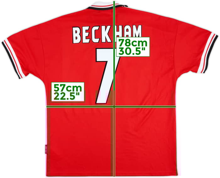 1998-00 Manchester United Home Shirt Beckham #7 - 9/10 - (XL)