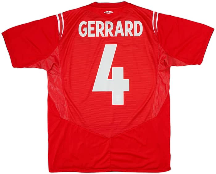 2004-06 England Away Shirt Gerrard #4 - 6/10 - (L)