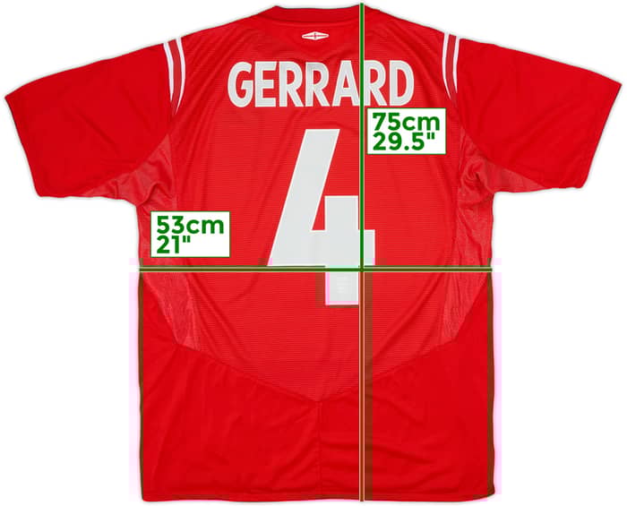 2004-06 England Away Shirt Gerrard #4 - 6/10 - (L)