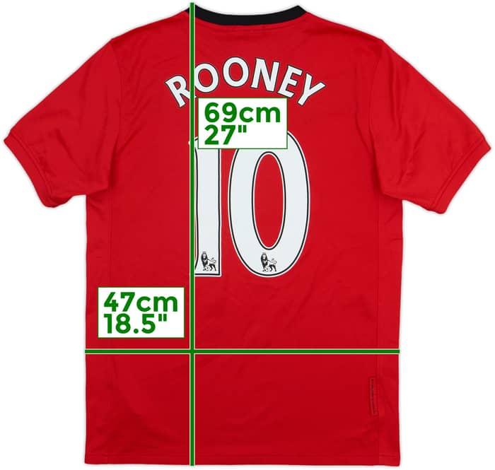 2009-10 Manchester United Home Shirt Rooney #10 - 8/10 - (XL.Boys)