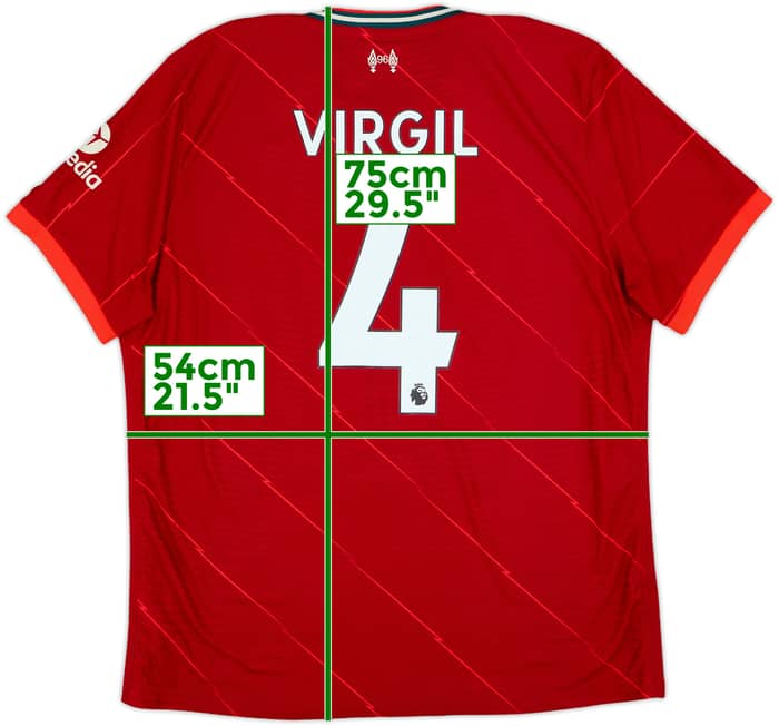 2021-22 Liverpool Authentic Home Shirt Virgil #4 - 10/10 - (XL)
