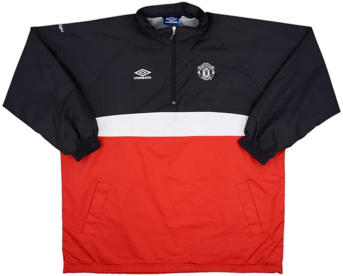 1998-00 Manchester United Umbro 1/4 Zip Hooded Drill Top - 8/10 - (XXL)