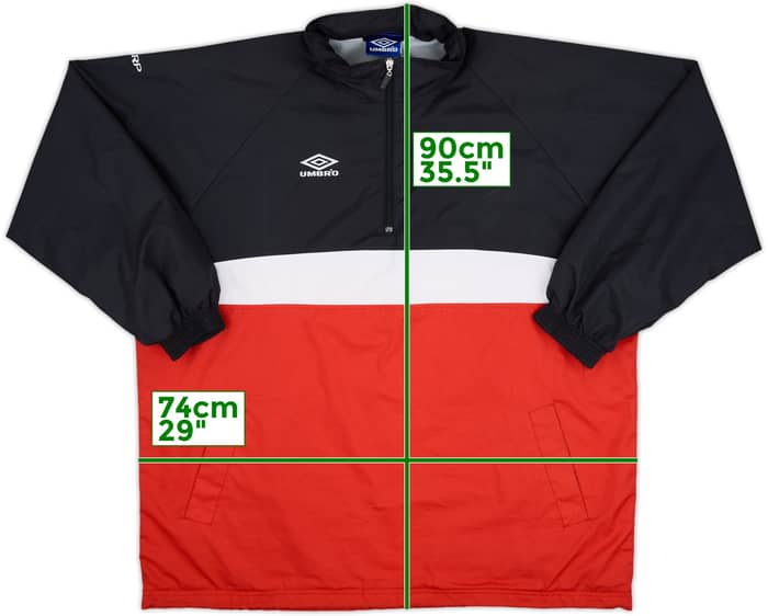 1998-00 Manchester United Umbro 1/4 Zip Hooded Drill Top - 8/10 - (XXL)