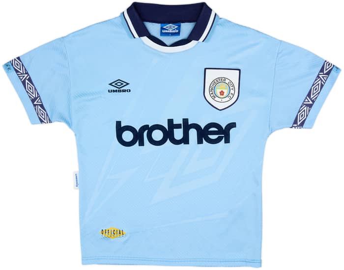 1993-95 Manchester City Home Shirt Quinn #9 - 9/10 - (S)