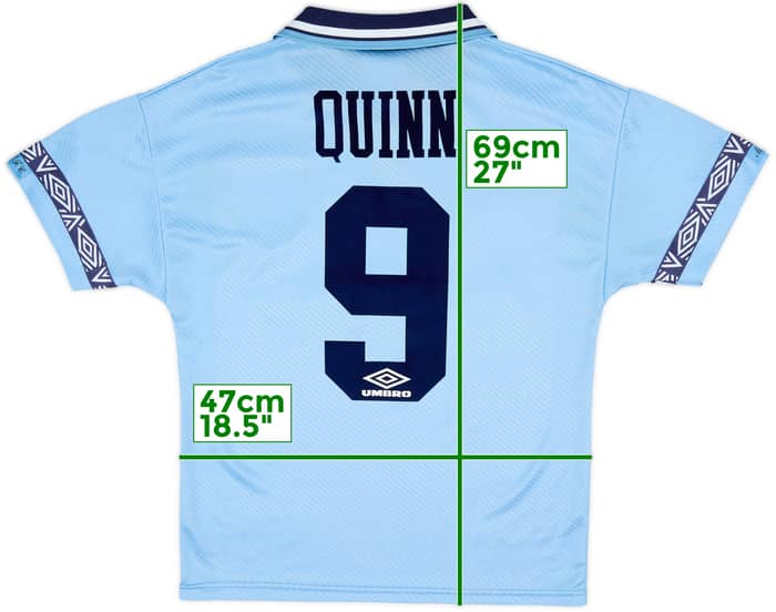 1993-95 Manchester City Home Shirt Quinn #9 - 9/10 - (S)