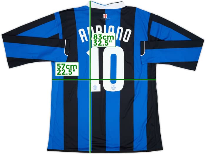 Camiseta de local versión jugador L/S del Inter Milan 2006-07 Adriano #10 - 8/10 - (XXL)