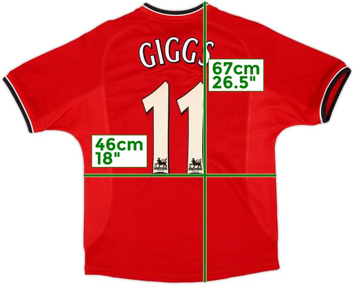 2000-02 Manchester United Home Shirt Giggs #11 - 8/10 - (XL.Boys)