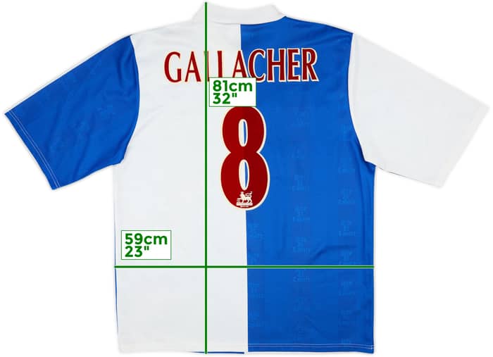 1996-98 Blackburn Home Shirt Gallacher #8 - 9/10 - (XL)