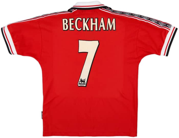 1998-00 Manchester United Home Shirt Beckham #7 - 8/10 - (L.Boys)