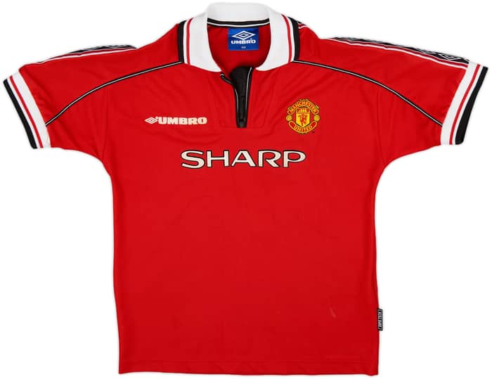 1998-00 Manchester United Home Shirt Beckham #7 - 8/10 - (L.Boys)