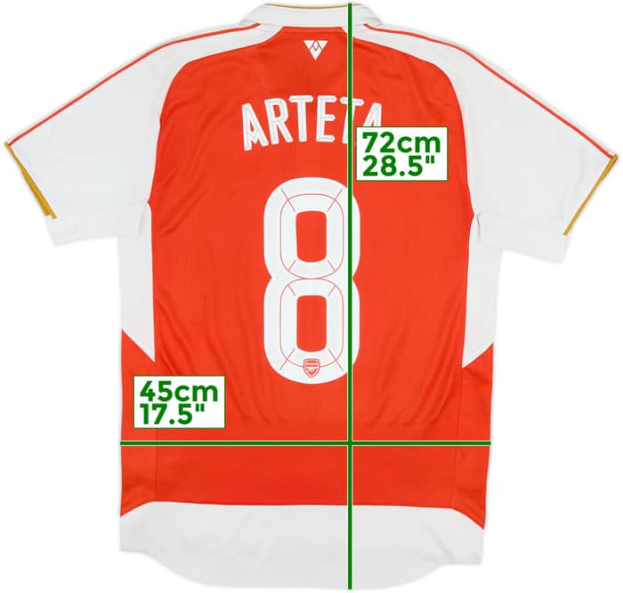 2015-16 Arsenal Home Shirt Arteta #8 - 6/10 - (S)