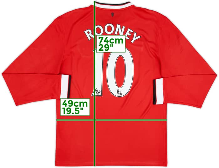 2014-15 Manchester United Home L/S Shirt Rooney #10 - 8/10 - (M)