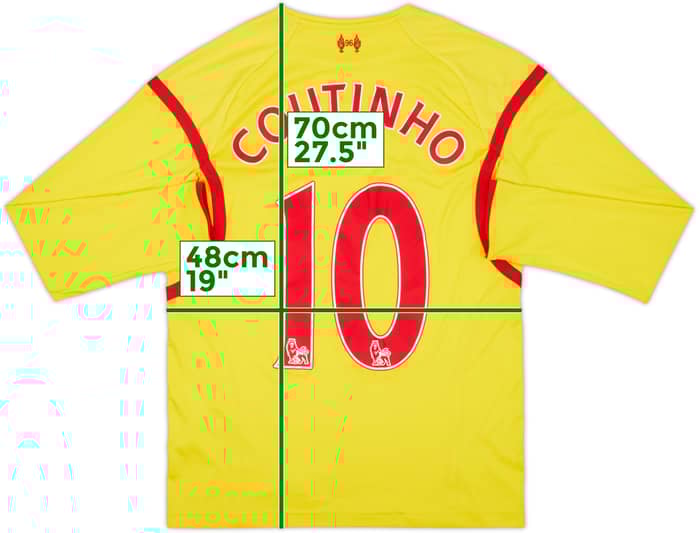 2014-15 Liverpool Away L/S Shirt Coutinho #10 - 6/10 - (S)