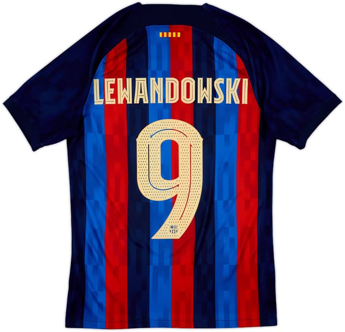 2022-23 Barcelona Home Shirt Lewandowski #9 - 10/10 - (S)