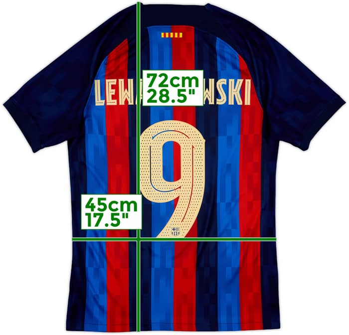 2022-23 Barcelona Home Shirt Lewandowski #9 - 10/10 - (S)