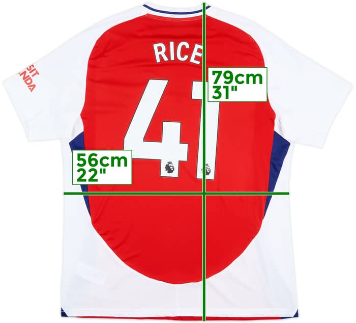2024-25 Arsenal Home Shirt Rice #41 - 9/10 - (XL)
