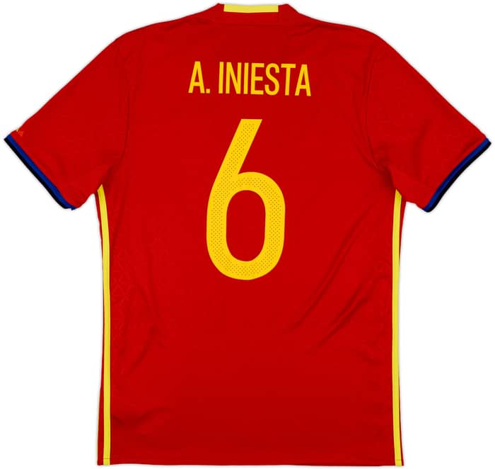 2016-17 Spain Home Shirt A. Iniesta #6 - 8/10 - (M)