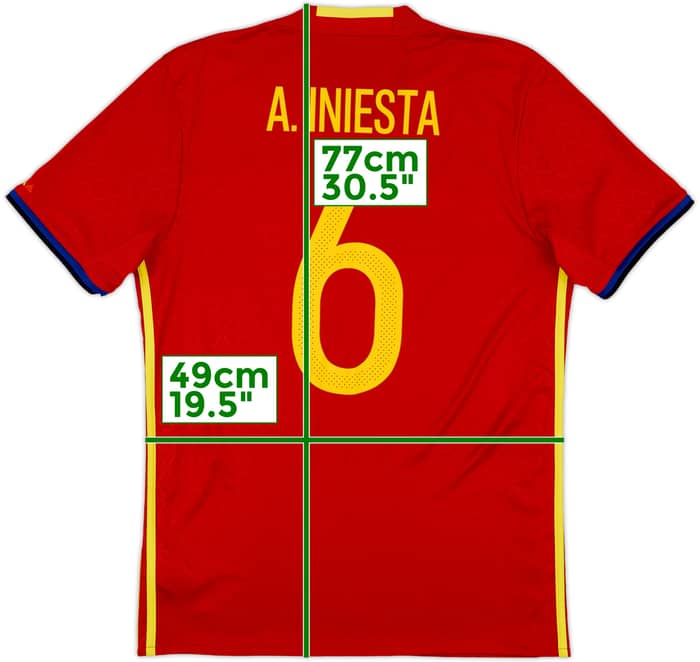 2016-17 Spain Home Shirt A. Iniesta #6 - 8/10 - (M)