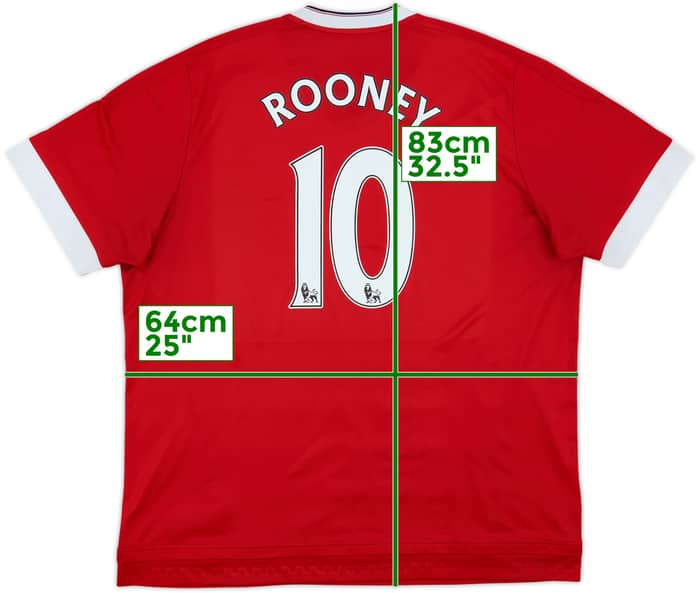 2015-16 Manchester United Home Shirt Rooney #10 - 8/10 - (3XL)