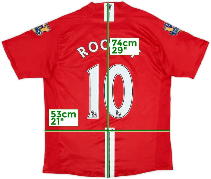 2007-09 Manchester United Home Shirt Rooney #10 - 8/10 - (M)