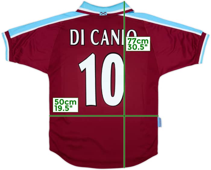 1999-01 West Ham Home Shirt Di Canio #10 - 9/10 - (L)
