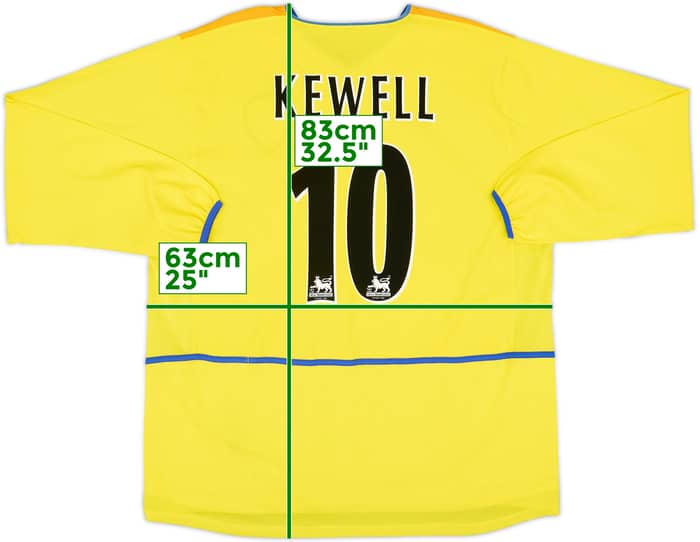 Camiseta de visitante L/S del Leeds United 2002-03 Kewell #10 - 8/10 - (XXL)
