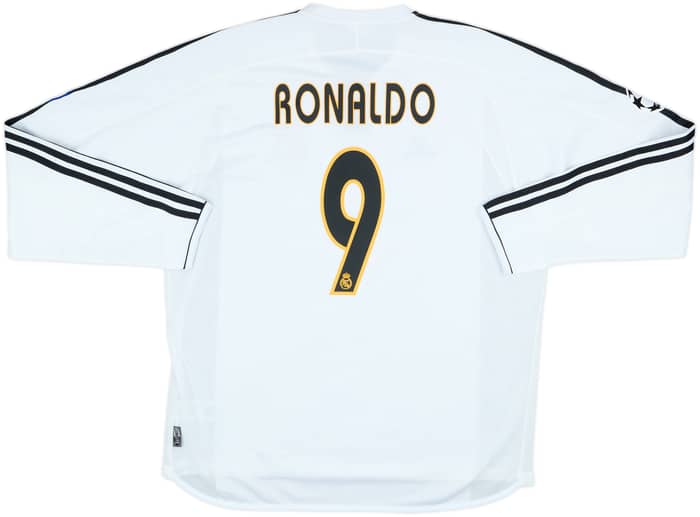 2003-04 Real Madrid Home L/S Shirt Ronaldo #9 - 10/10 - (L)