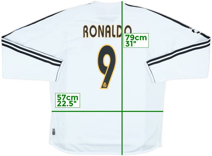 2003-04 Real Madrid Home L/S Shirt Ronaldo #9 - 10/10 - (L)