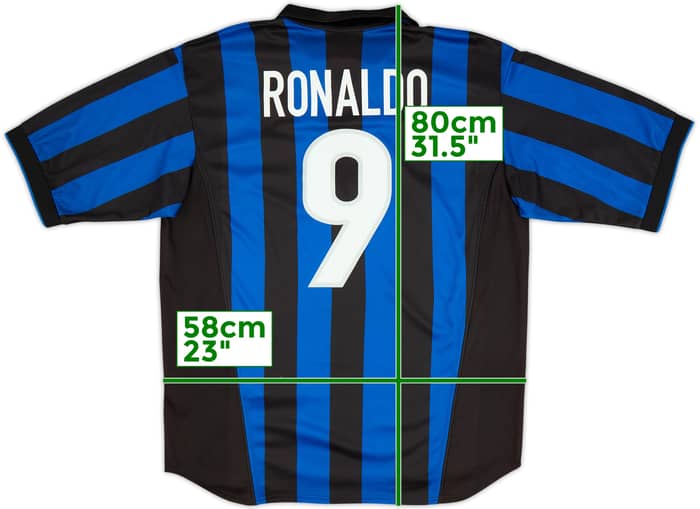 1998-99 Inter Milan Home Shirt Ronaldo #9 - 8/10 - (L)