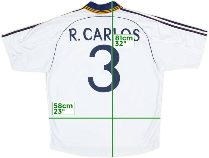 1998-00 Real Madrid Home Shirt R.Carlos #3 - 9/10 - (XL)