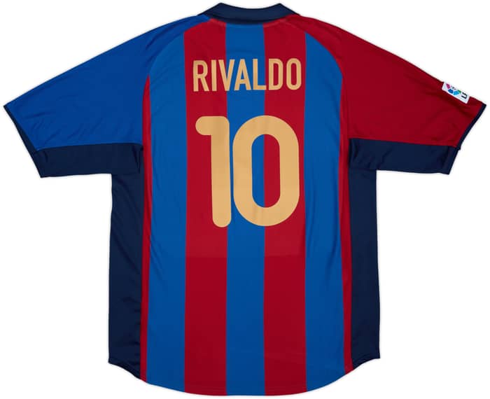 2001-02 Barcelona Home Shirt Rivaldo #10 - 8/10 - (L)