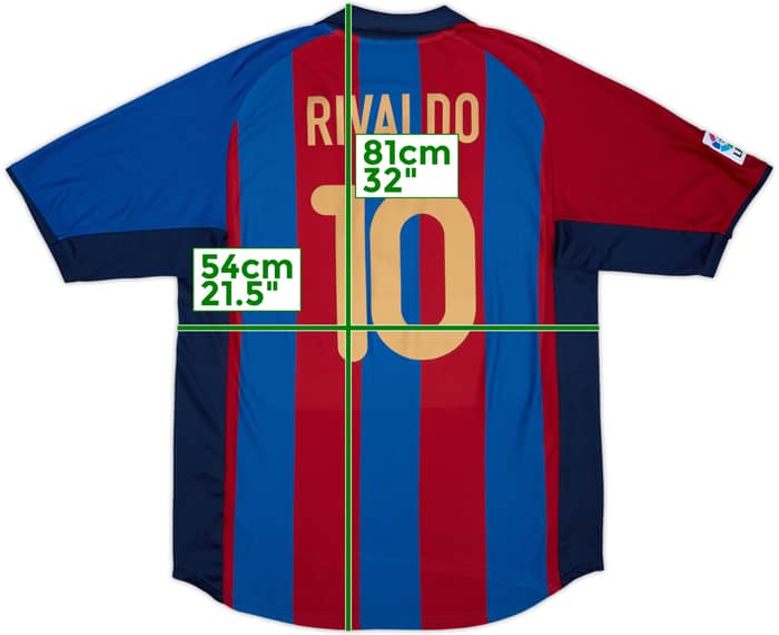 2001-02 Barcelona Home Shirt Rivaldo #10 - 8/10 - (L)