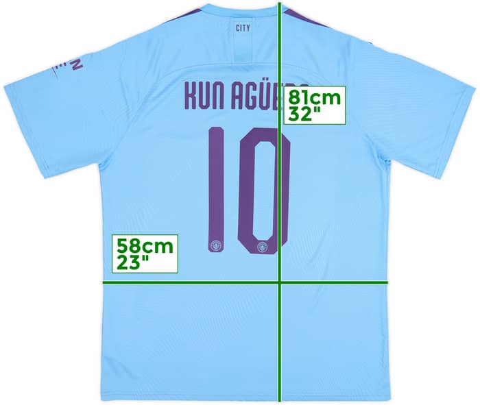 2019-20 Manchester City Home Shirt Kun Aguero #10 - 9/10 - (XXL)