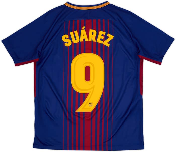 2017-18 Barcelona Home Shirt Suarez #9 - 9/10 - (XL.Boys)