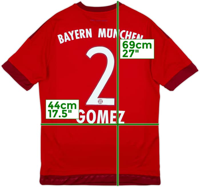 Camiseta de local del Bayern Munich 2015-16 Gomez #2 - 7/10 - (XL Niños)