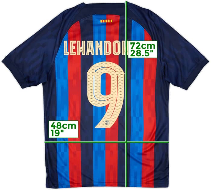 2022-23 Barcelona Home Shirt Lewandowski #9 - 10/10 - (M)