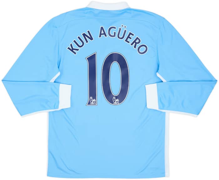 Camiseta de local de manga larga del Manchester City 2015-16 Kun Aguero #10 - 8/10 - (M)
