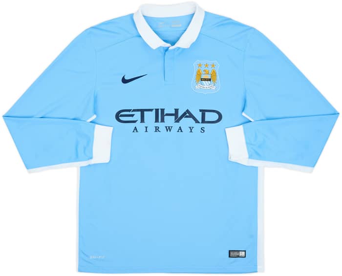 Camiseta de local de manga larga del Manchester City 2015-16 Kun Aguero #10 - 8/10 - (M)
