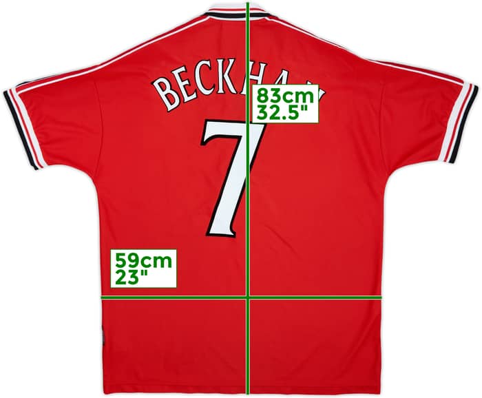 1998-00 Manchester United Home Shirt Beckham #7 - 8/10 - (XL)