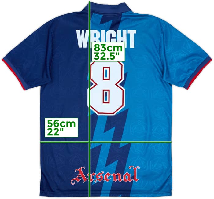 1995-96 Arsenal Away Shirt Wright #8 - 8/10 - (XL)
