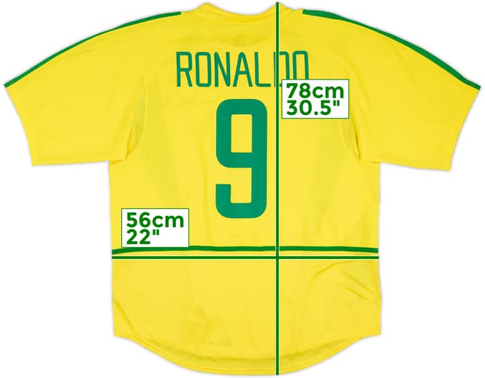 2002-04 Brazil Home Shirt Ronaldo #9 - 5/10 - (L)