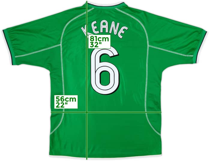 Camiseta de local de Irlanda 2002-03 Keane #6 - 8/10 - (L)