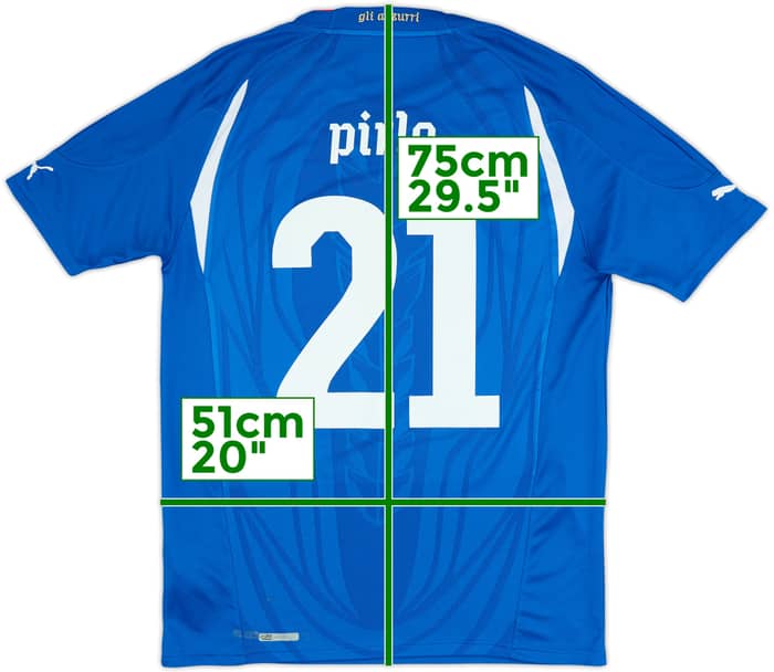 2010-12 Italy Home Shirt Pirlo #21 - 7/10 - (XL.Boys)