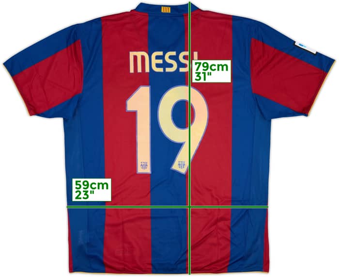 2007-08 Barcelona Home Shirt Messi #19 - 8/10 - (XL)