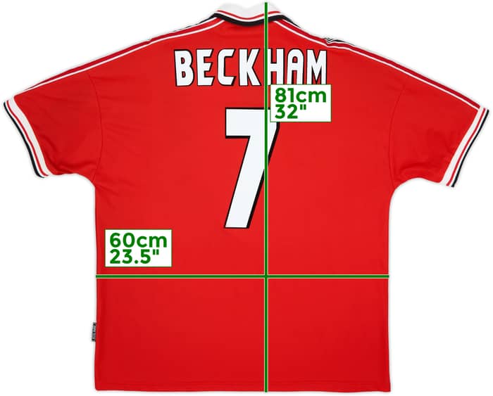 1998-00 Manchester United Home Shirt Beckham #7 - 8/10 - (XXL)