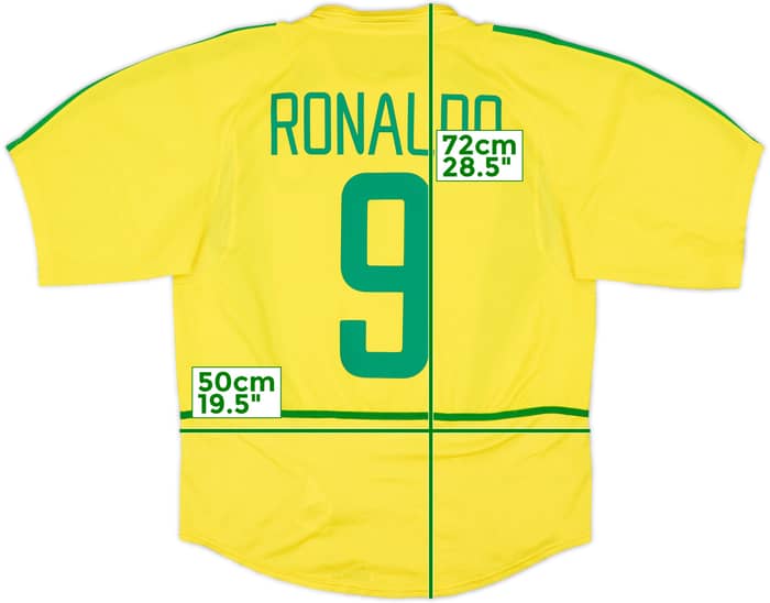 2002-04 Brazil Home Shirt Ronaldo #9 - 6/10 - (M)